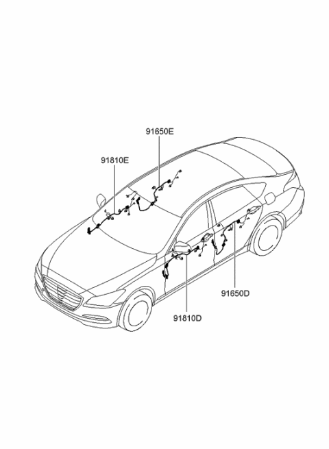 2015 Hyundai Genesis Wiring Assembly-Front Door(Passenger) Diagram for 91610-B1250
