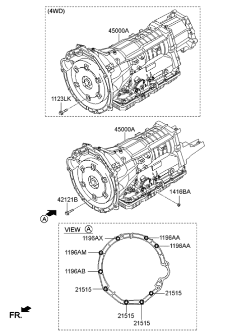 2015 Hyundai Genesis Ata & Torque Converter Assembly Diagram for 45000-4F223