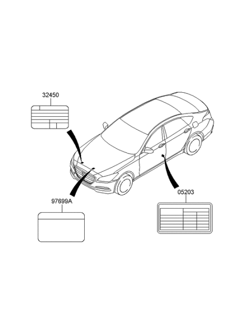2014 Hyundai Genesis Label-Tire Pressure Diagram for 05203-B1530