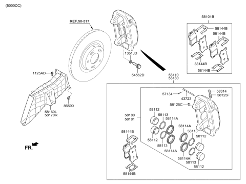 2014 Hyundai Genesis Front Wheel Brake Diagram 1