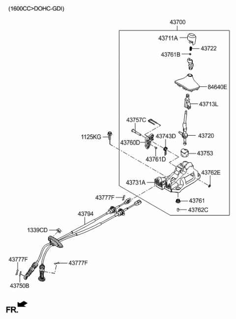 2016 Hyundai Veloster Shift Lever Control (MTM) Diagram 1