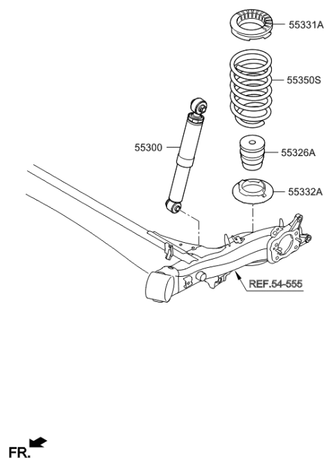 2015 Hyundai Veloster Rear Shock Absorber Assembly Diagram for 55300-2V620