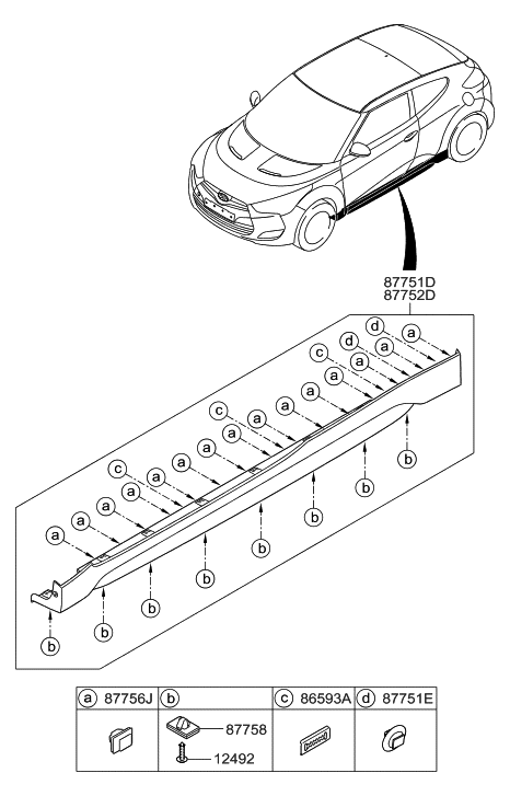 2016 Hyundai Veloster Moulding Assembly-Side Sill,RH Diagram for 87752-2V500