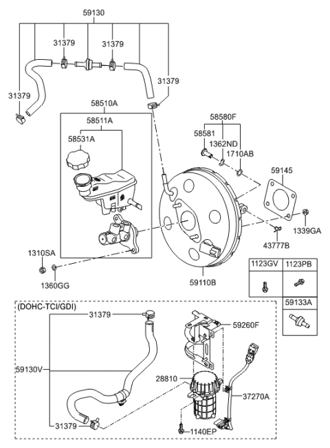 2015 Hyundai Veloster Brake Master Cylinder & Booster Diagram