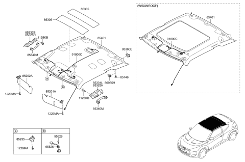 2016 Hyundai Veloster Pad-Roof Diagram for 85305-2V000