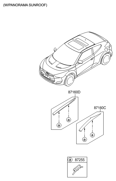 2015 Hyundai Veloster Roof Garnish & Rear Spoiler Diagram 2