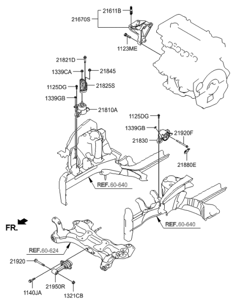 2015 Hyundai Veloster Engine & Transaxle Mounting Diagram