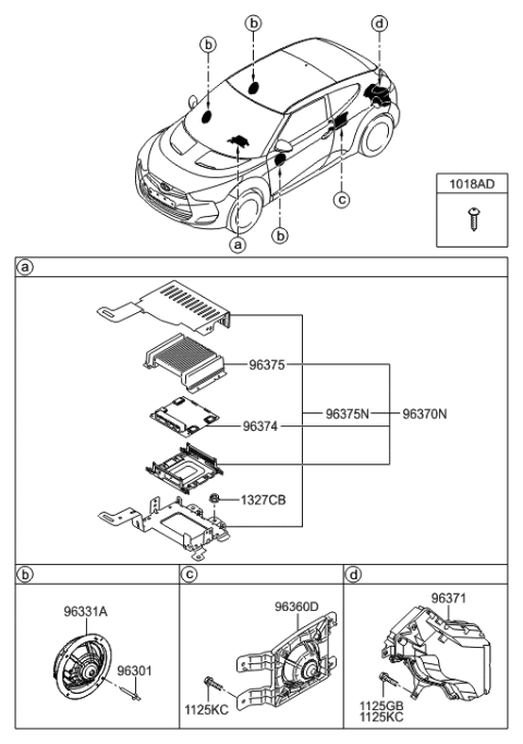 2017 Hyundai Veloster Extension Amp Assembly Diagram for 96370-2V081