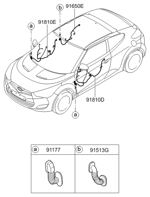 2016 Hyundai Veloster Wiring Assembly-Front Door(Driver) Diagram for 91601-2V160