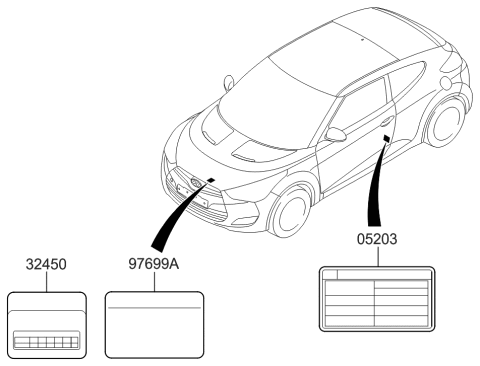 2017 Hyundai Veloster Label-Emission Control Diagram for 32450-2B830