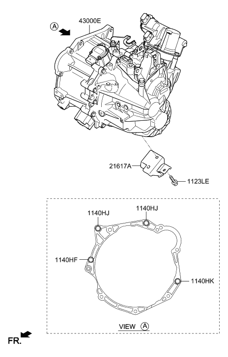 2015 Hyundai Veloster Transmission Assembly-Manual Diagram for 43000-2D045