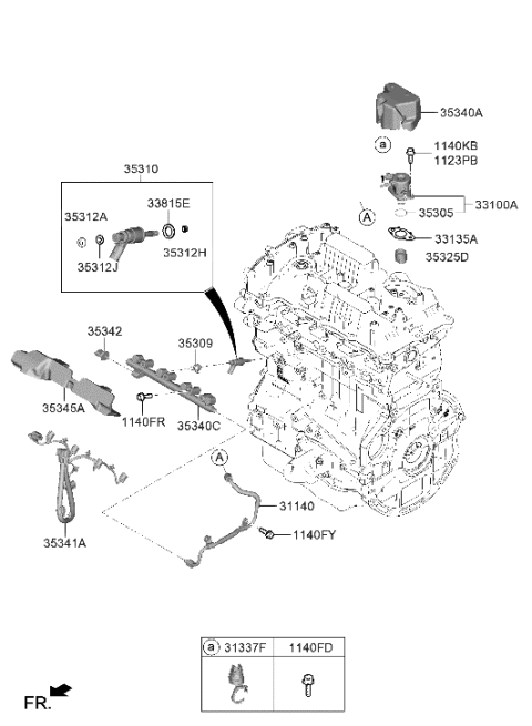 2022 Hyundai Veloster N Harness-INJECTOR & High PRESSU Diagram for 35341-2GHA0