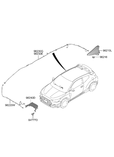 2021 Hyundai Veloster N Combination Antenna Assembly Diagram for 96210-K9300-EB