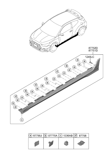 2021 Hyundai Veloster N Body Side Moulding Diagram