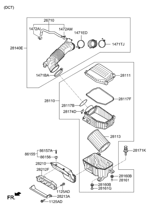 2022 Hyundai Veloster N Duct Assembly-Air Diagram for 28210-K9100