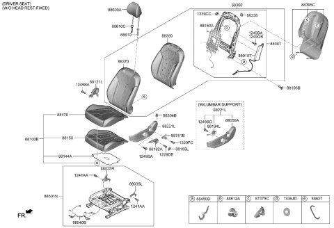 2021 Hyundai Veloster N Front Left-Hand Seat Back Covering Assembly Diagram for 88360-K9010-SJA
