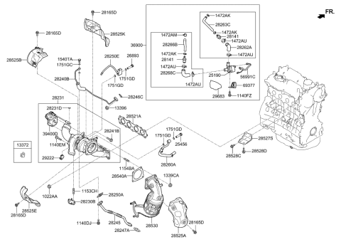 2021 Hyundai Veloster N Hose Assembly-EWP, Inlet B Diagram for 28266-2GTB1