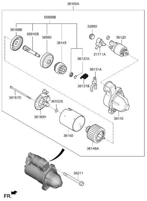 2022 Hyundai Veloster N Starter Assy Diagram for 36100-2G450