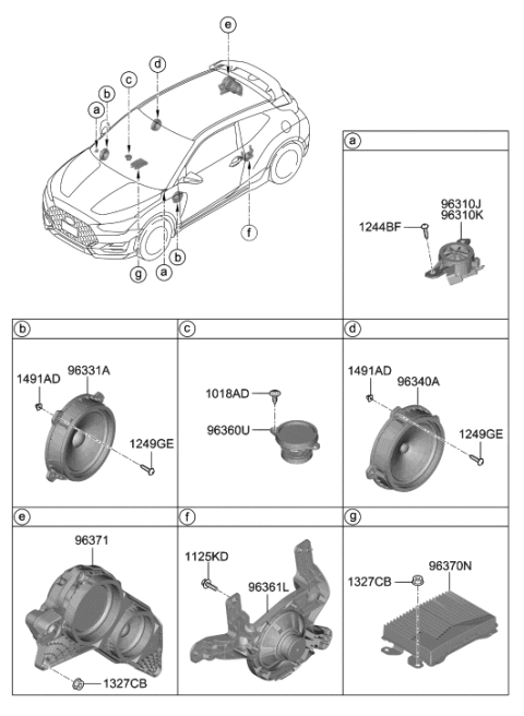 2020 Hyundai Veloster N Door Speaker Assembly Diagram for 96330-J3100