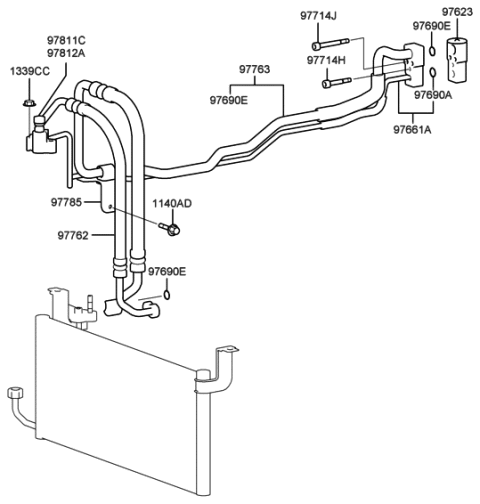 2002 Hyundai XG350 Air conditioning System-Cooler Line Diagram 1