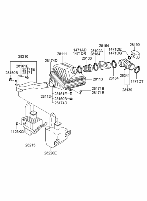 2000 Hyundai XG300 Resonator Assembly Diagram for 28190-39001