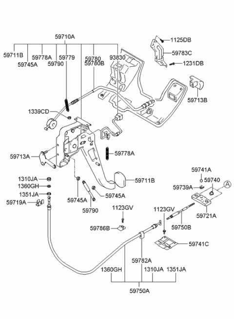 2002 Hyundai XG350 Cable-Release Diagram for 59780-39602