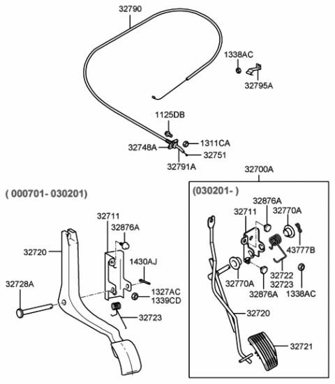 2000 Hyundai XG300 Pedal Assembly-Accelerator Diagram for 32700-39100