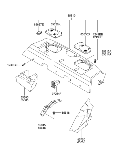 2001 Hyundai XG300 Bracket-Package Tray,LH Diagram for 85615-39000