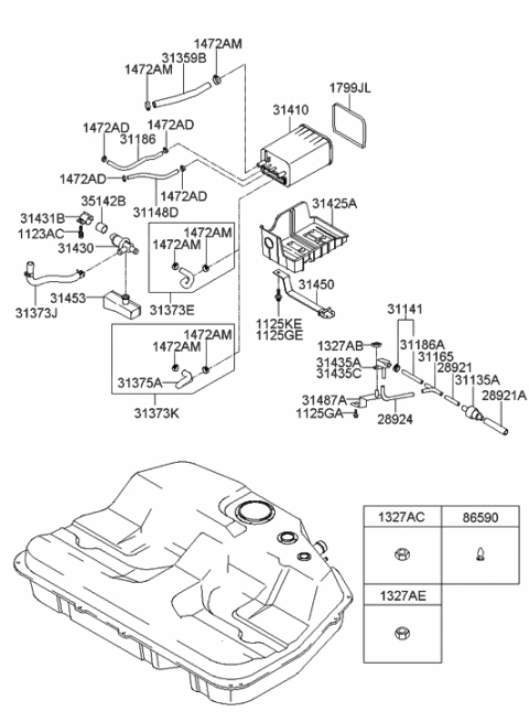 2000 Hyundai XG300 Nut(Windshield Washer) Diagram for 13271-06006
