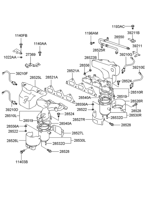 2001 Hyundai XG300 Protector-Heat,RH Diagram for 28525-39650