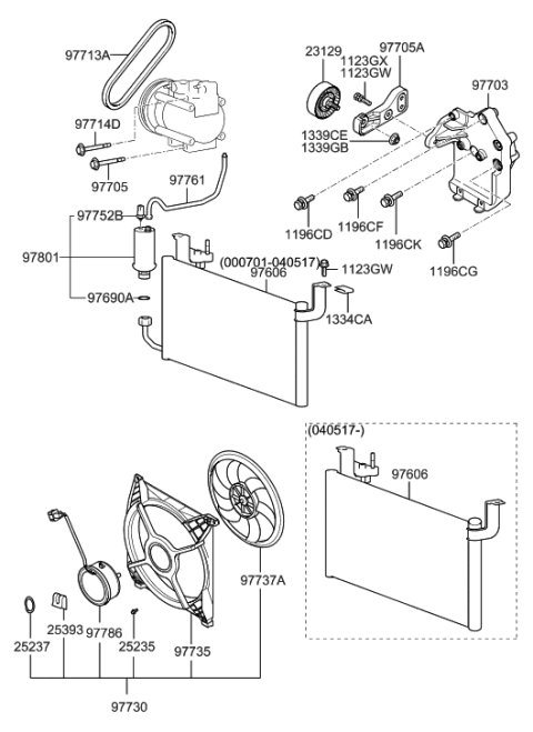 2001 Hyundai XG300 Motor-Condensor Cooling Fan Diagram for 97786-39120