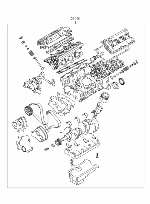 2002 Hyundai XG350 Engine Assembly-Sub Diagram for 21101-39A00