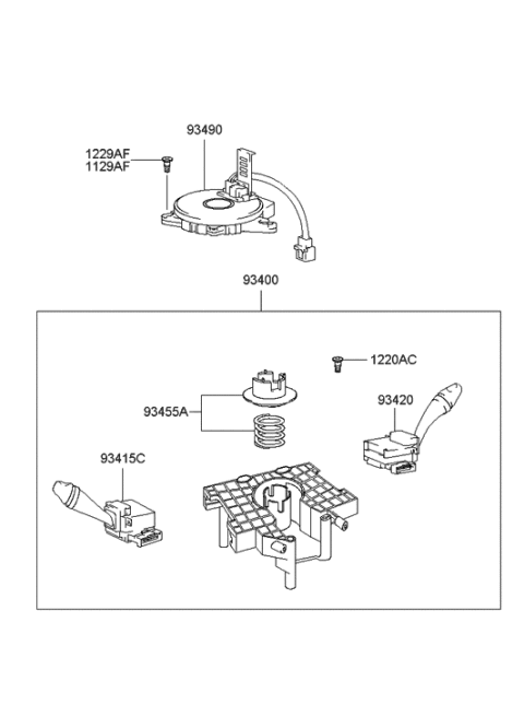 2005 Hyundai XG350 Switch Assembly-Wiper & Washer Diagram for 93420-39000