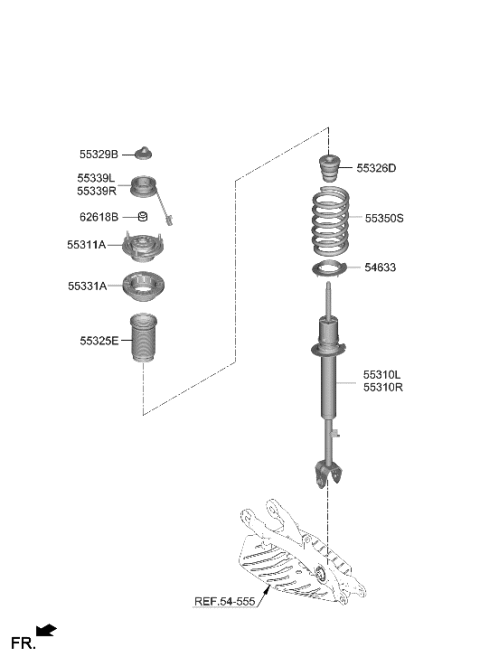2023 Hyundai Genesis Electrified G80 SHOCK ABSORBER ASSY-REAR,RH Diagram for 55308-JI050