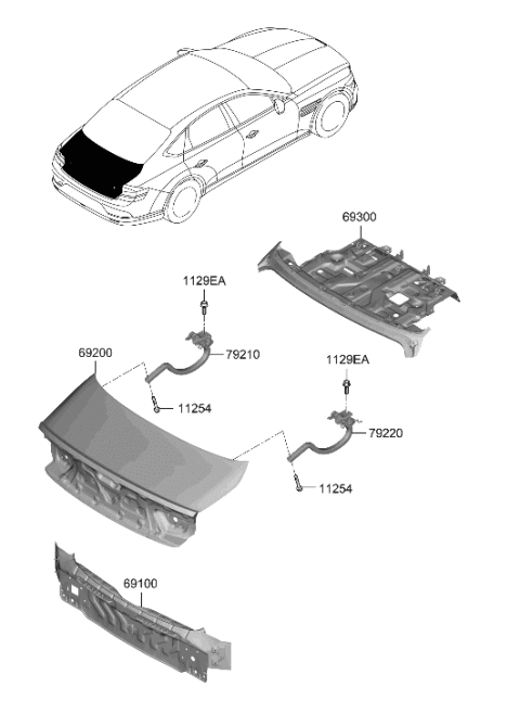 2023 Hyundai Genesis Electrified G80 Back Panel & Trunk Lid Diagram