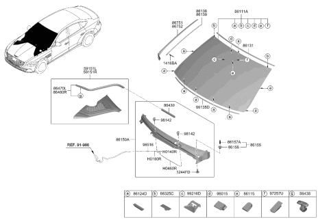 2023 Hyundai Genesis Electrified G80 Windshield Glass Diagram