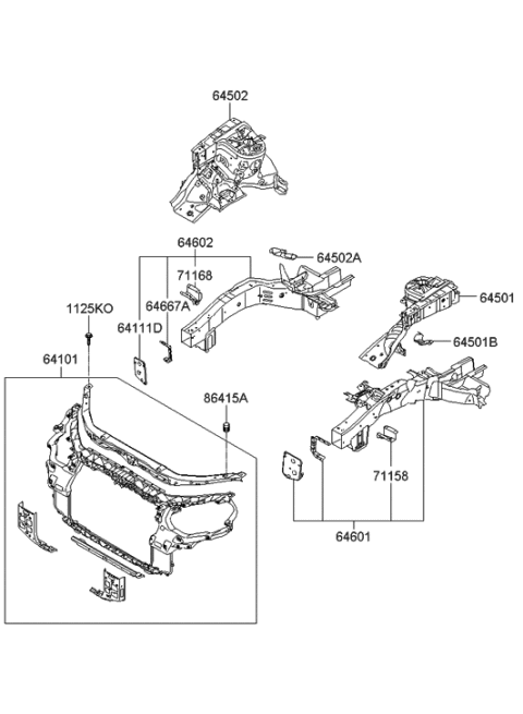 2006 Hyundai Santa Fe Fender Apron & Radiator Support Panel Diagram