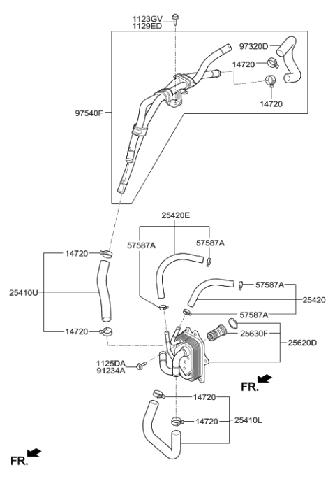 2016 Hyundai Elantra Hose Assembly-Automatic Transmission Oil Cooling Diagram for 25420-F2600