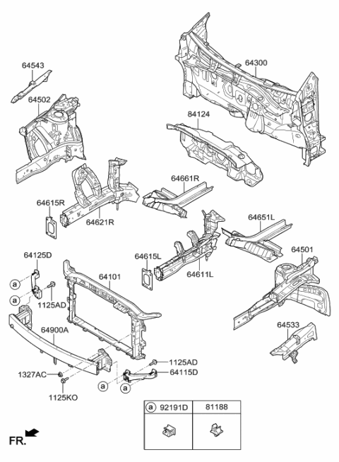 2016 Hyundai Elantra Fender Apron & Radiator Support Panel Diagram