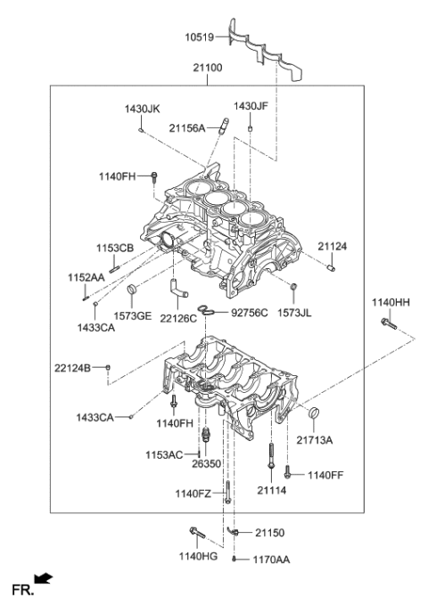 2017 Hyundai Elantra Block Assembly-Cylinder Diagram for 3D183-2EU00