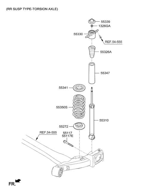 2018 Hyundai Elantra Rear Shock Absorber Assembly Diagram for 55310-F2AA0