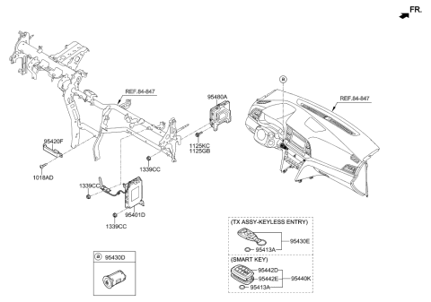 2018 Hyundai Elantra Brake Control Module And Receiver Unit Assembly Diagram for 95400-F2AX0