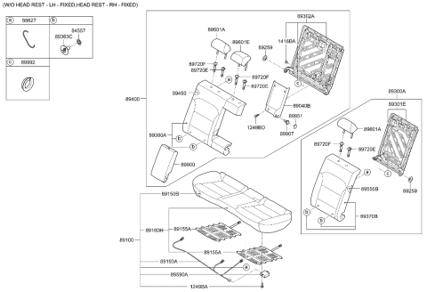 2018 Hyundai Elantra Rear Seat Cushion Covering Assembly Diagram for 89160-F2000-XGH