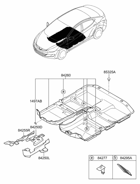 2017 Hyundai Elantra Carpet Assembly-Floor Diagram for 84260-F2200-TRY