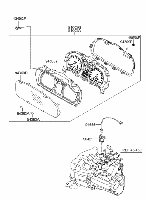 2010 Hyundai Elantra Touring Cluster Assembly-Instrument(Mph) Diagram for 94001-2L070