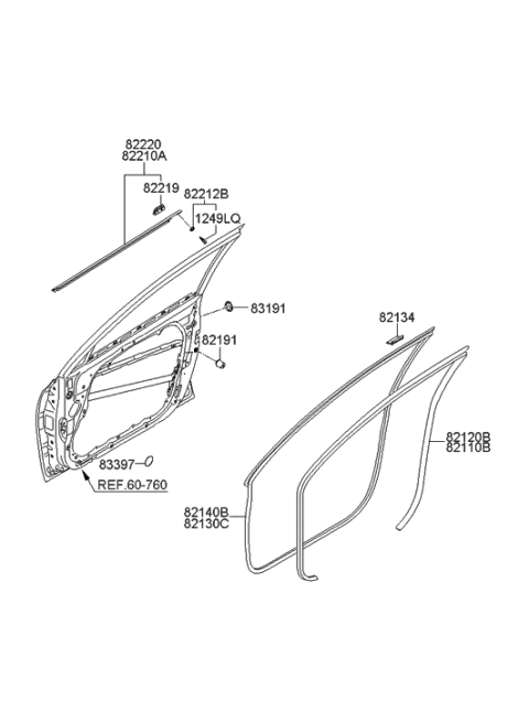 2009 Hyundai Elantra Touring Weatherstrip Assembly-Front Door Side LH Diagram for 82130-2L200
