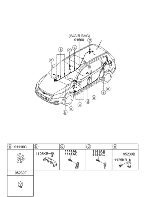 2008 Hyundai Elantra Touring Wiring Assembly-Floor Diagram for 91570-2L323