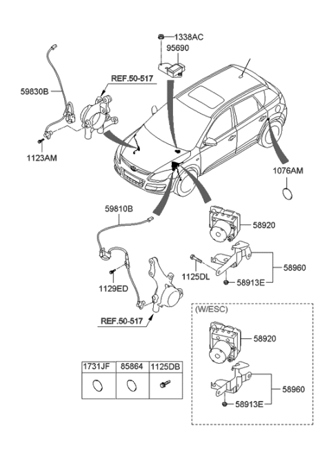 2009 Hyundai Elantra Touring Sensor Assembly-Front ABS.RH Diagram for 59830-2L300