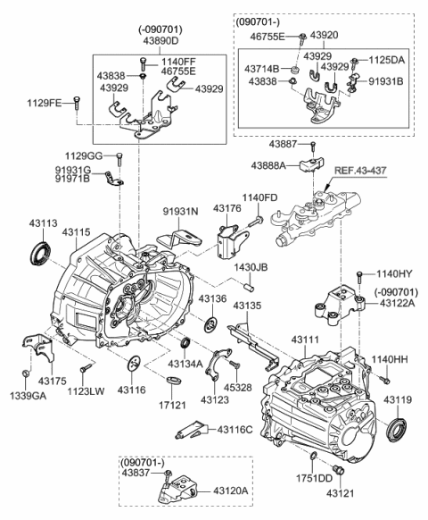 2009 Hyundai Elantra Touring Transaxle Case-Manual Diagram