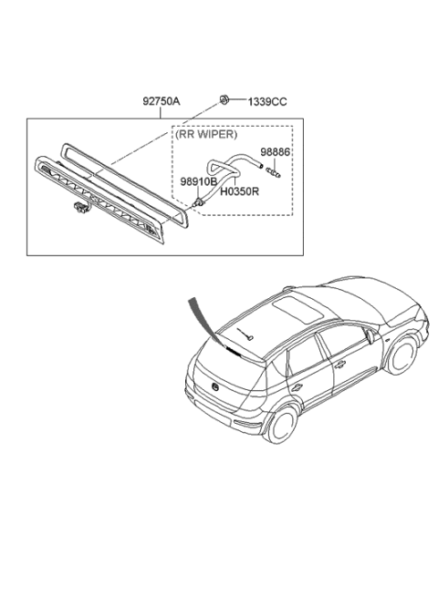 2008 Hyundai Elantra Touring Rear Washer Nozzle Assembly Diagram for 98930-2L100